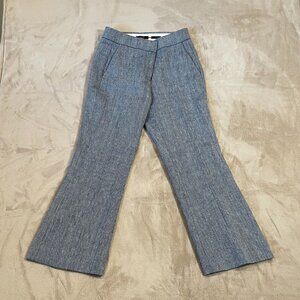 J.Crew Women’s Hayden Blue Houndstooth Linen Cropped Trouser Pants